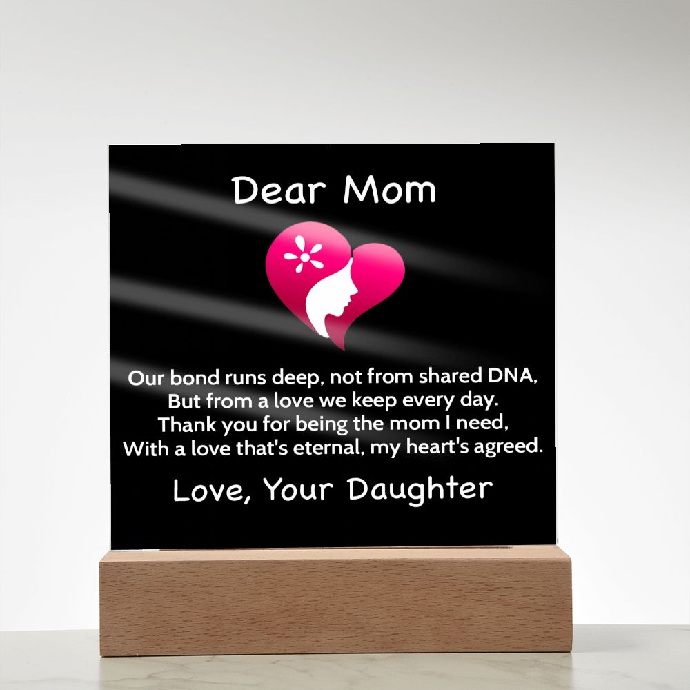 Step Or Bonus Mom Gift From Daughter | Plaque With Heart Felt Message| Gift for Bonus Mom | Step Mother's Day Gift