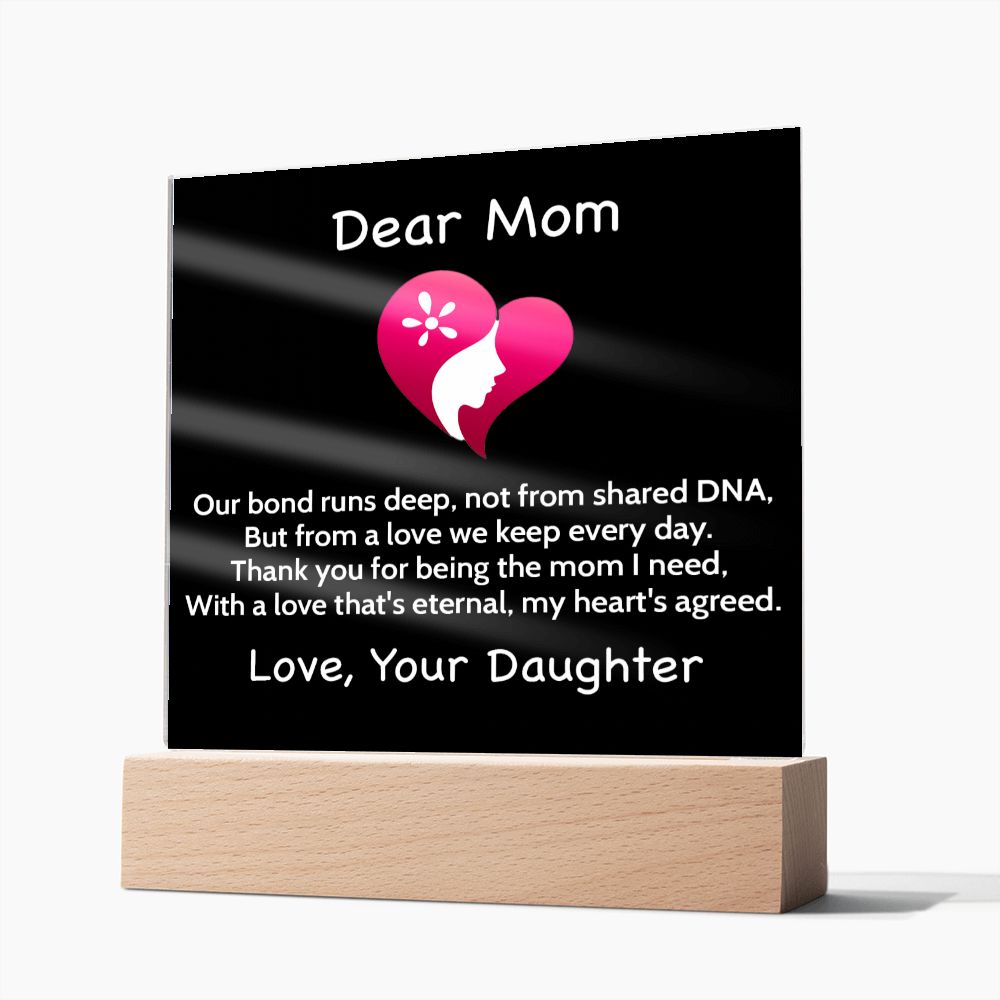 Step Or Bonus Mom Gift From Daughter | Plaque With Heart Felt Message| Gift for Bonus Mom | Step Mother's Day Gift