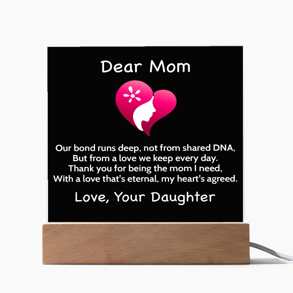 Step Or Bonus Mom Gift From Daughter | Plaque With Heart Felt Message| Gift for Bonus Mom | Step Mother's Day Gift