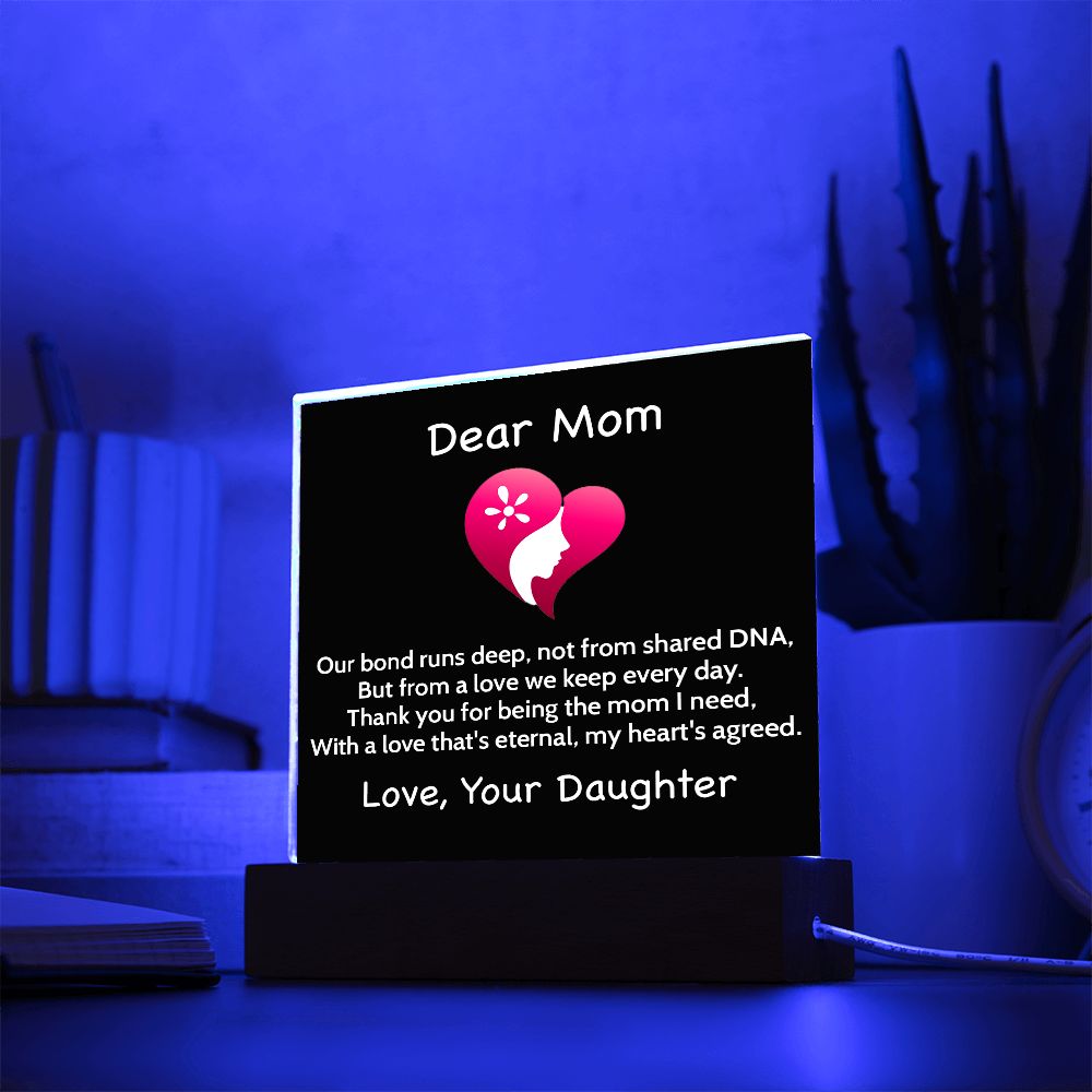 Step Or Bonus Mom Gift From Daughter | Plaque With Heart Felt Message| Gift for Bonus Mom | Step Mother's Day Gift