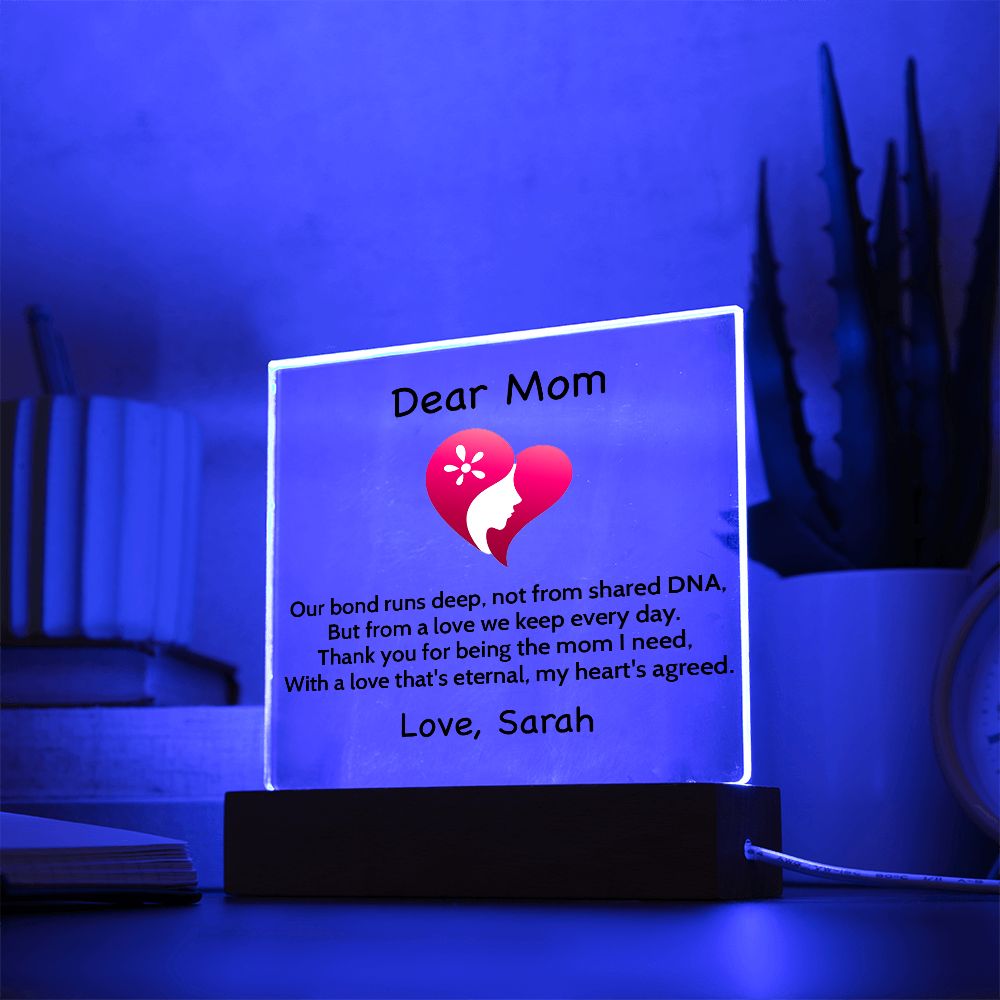 Personalized Step Or Bonus Mom Gift | Plaque With Heart Felt Message| Gift for Bonus Mom | Step Mother's Day Gift  | From Daughter Or Son