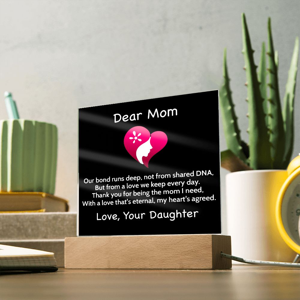 Step Or Bonus Mom Gift From Daughter | Plaque With Heart Felt Message| Gift for Bonus Mom | Step Mother's Day Gift