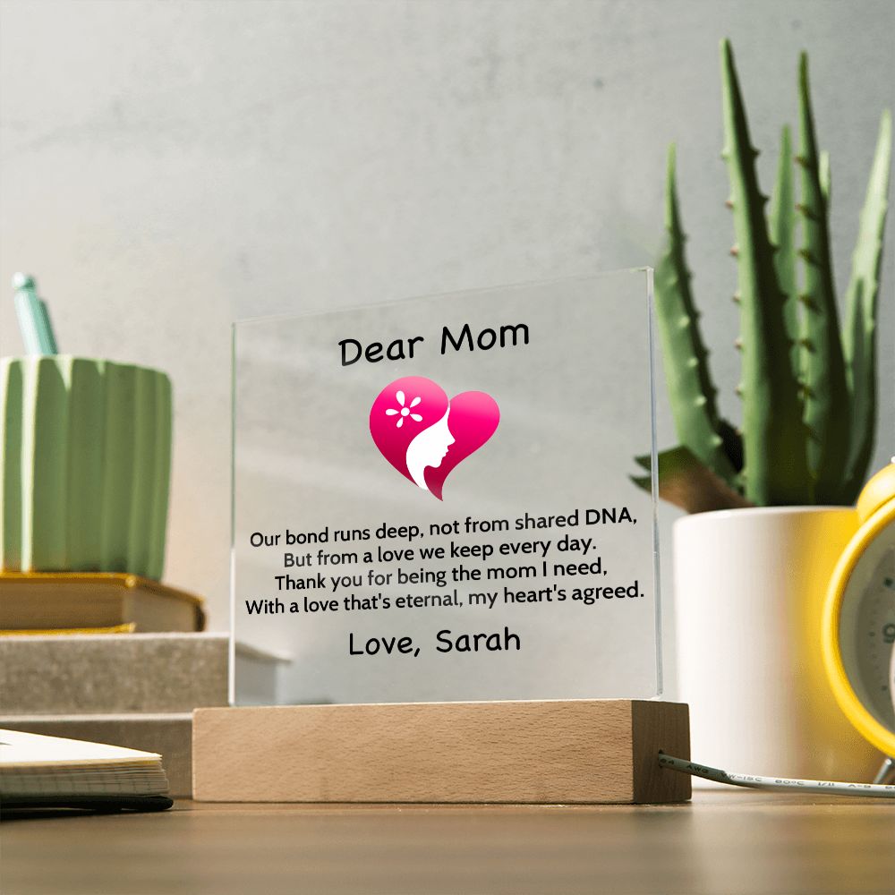 Personalized Step Or Bonus Mom Gift | Plaque With Heart Felt Message| Gift for Bonus Mom | Step Mother's Day Gift  | From Daughter Or Son