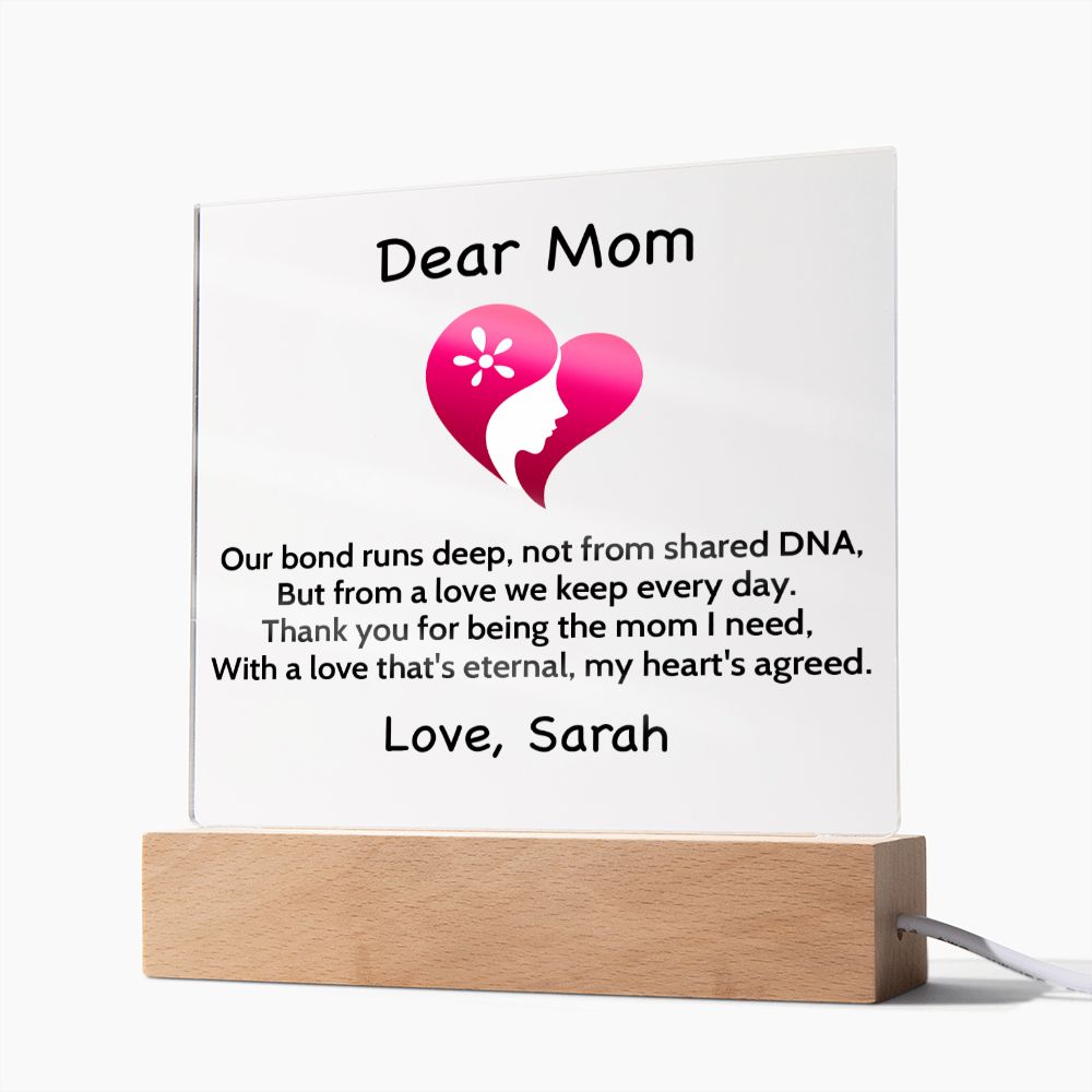 Personalized Step Or Bonus Mom Gift | Plaque With Heart Felt Message| Gift for Bonus Mom | Step Mother's Day Gift  | From Daughter Or Son