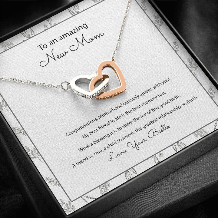 Gift for New Mom From Best Friend, Interlocking Love Necklace, Fern