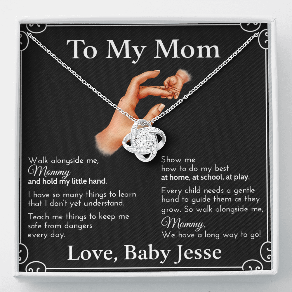 New Mom Necklace | Personalized Child Name | First Mother's Day Present | Message Card | Push Gift