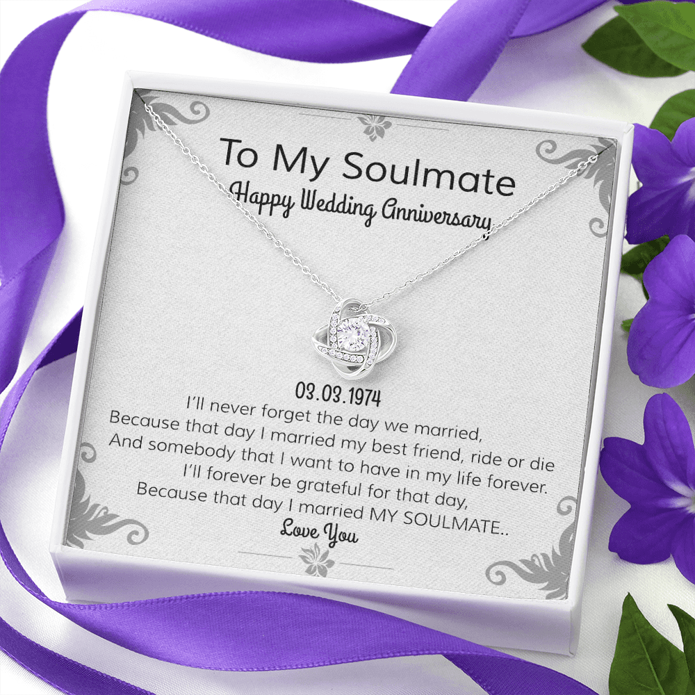 Happy Wedding Anniversary | To Soulmate | Locket Necklace | I Love You Necklace | Romantic Poem| For Girlfriend | For Wife or Partner