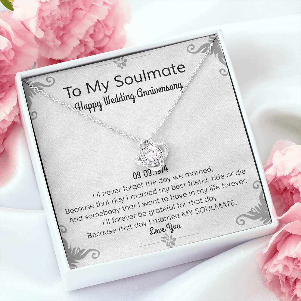 Happy Wedding Anniversary | To Soulmate | Locket Necklace | I Love You Necklace | Romantic Poem| For Girlfriend | For Wife or Partner