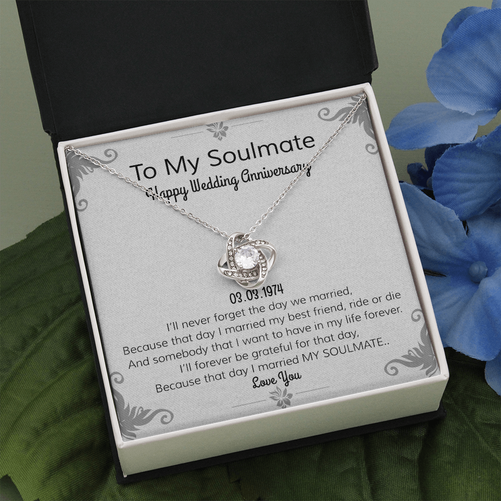 Happy Wedding Anniversary | To Soulmate | Locket Necklace | I Love You Necklace | Romantic Poem| For Girlfriend | For Wife or Partner