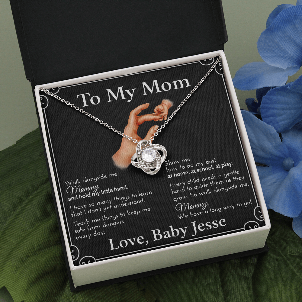 New Mom Necklace | Personalized Child Name | First Mother's Day Present | Message Card | Push Gift
