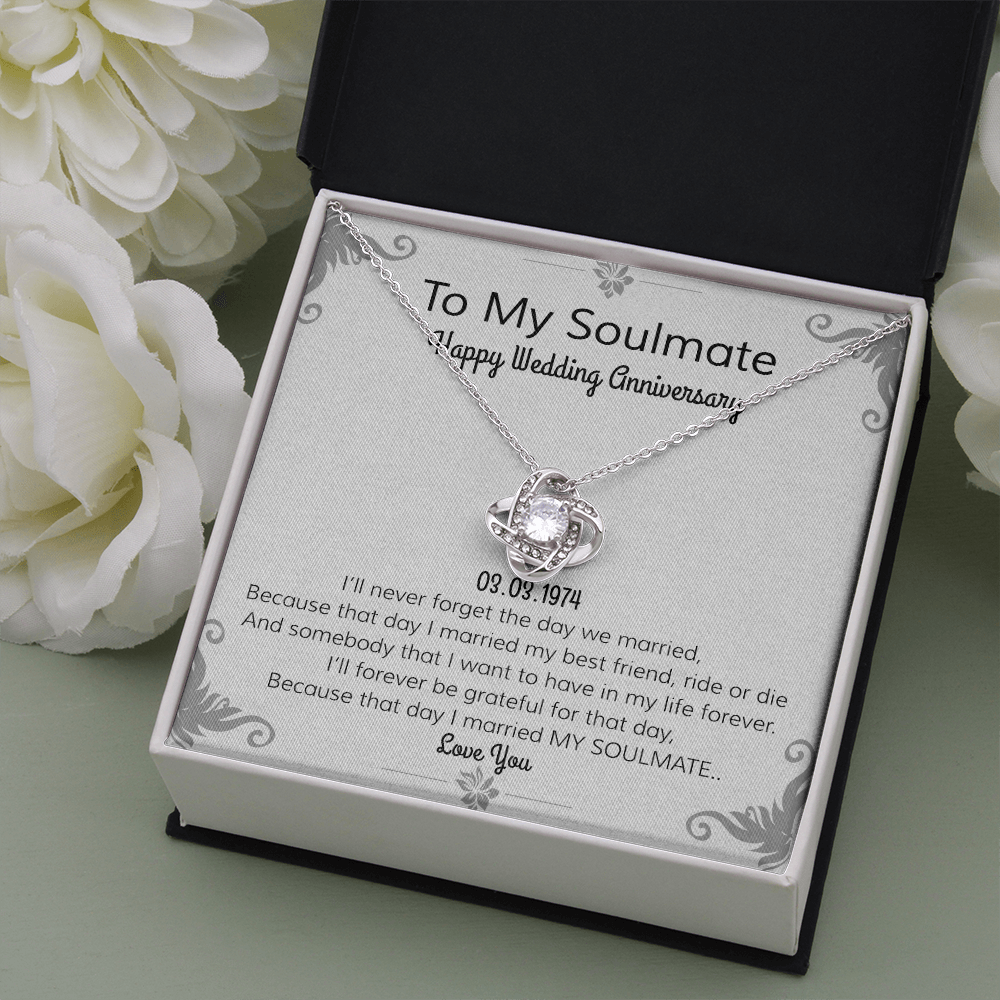 Happy Wedding Anniversary | To Soulmate | Locket Necklace | I Love You Necklace | Romantic Poem| For Girlfriend | For Wife or Partner