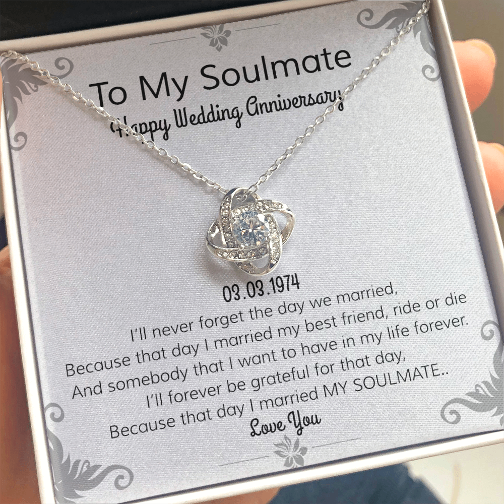 Happy Wedding Anniversary | To Soulmate | Locket Necklace | I Love You Necklace | Romantic Poem| For Girlfriend | For Wife or Partner