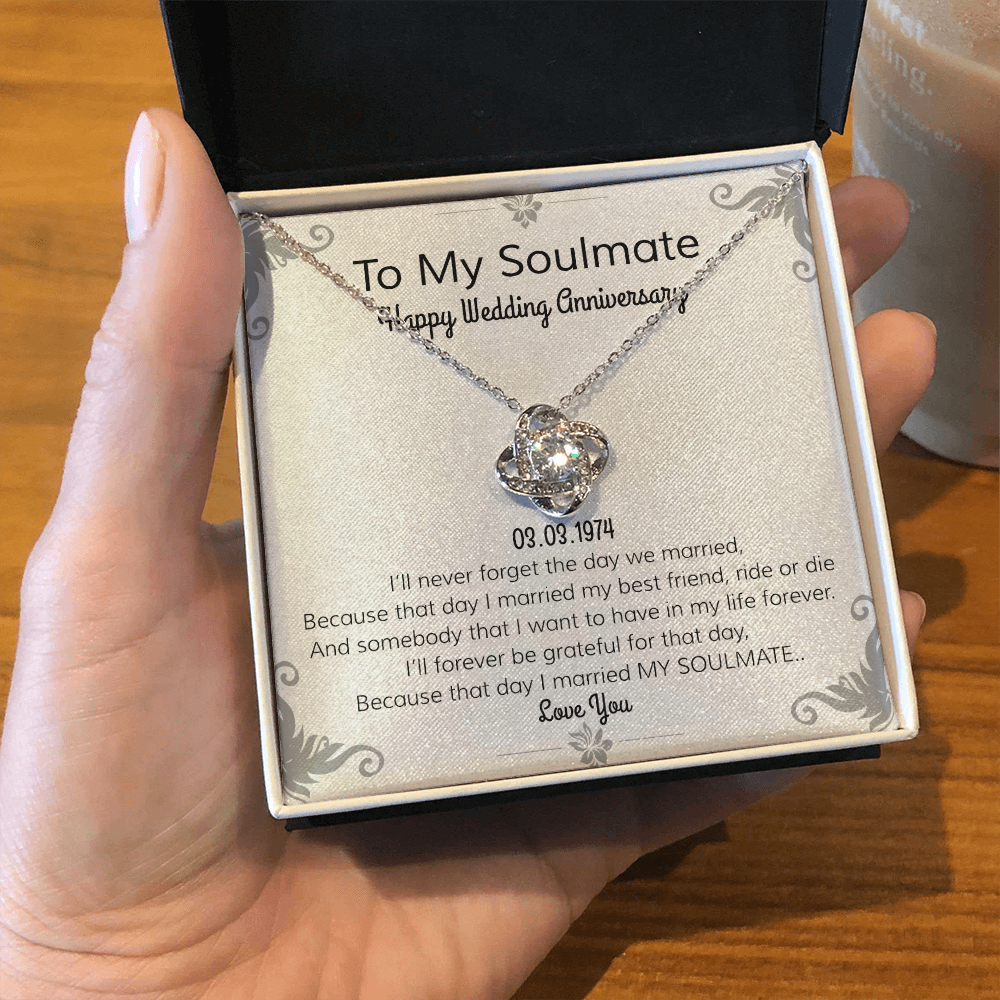 Happy Wedding Anniversary | To Soulmate | Locket Necklace | I Love You Necklace | Romantic Poem| For Girlfriend | For Wife or Partner