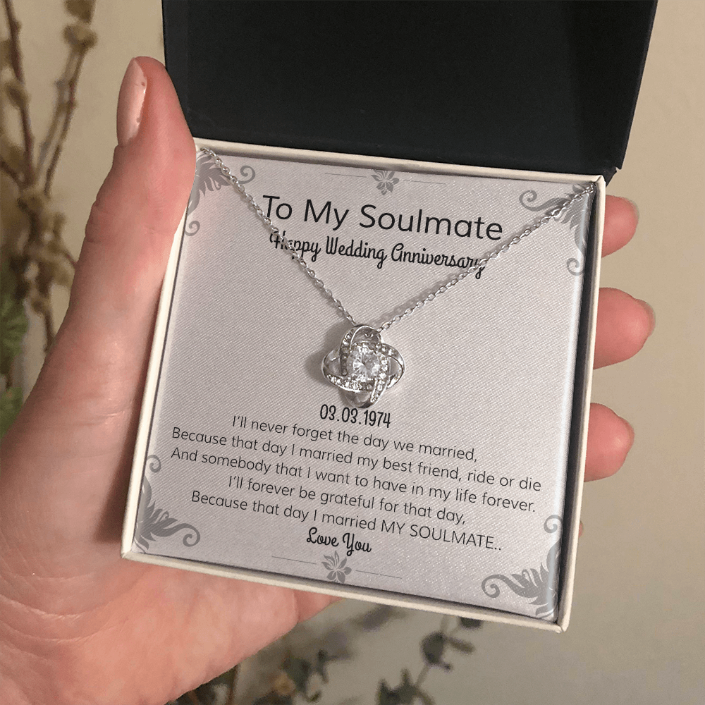 Happy Wedding Anniversary | To Soulmate | Locket Necklace | I Love You Necklace | Romantic Poem| For Girlfriend | For Wife or Partner