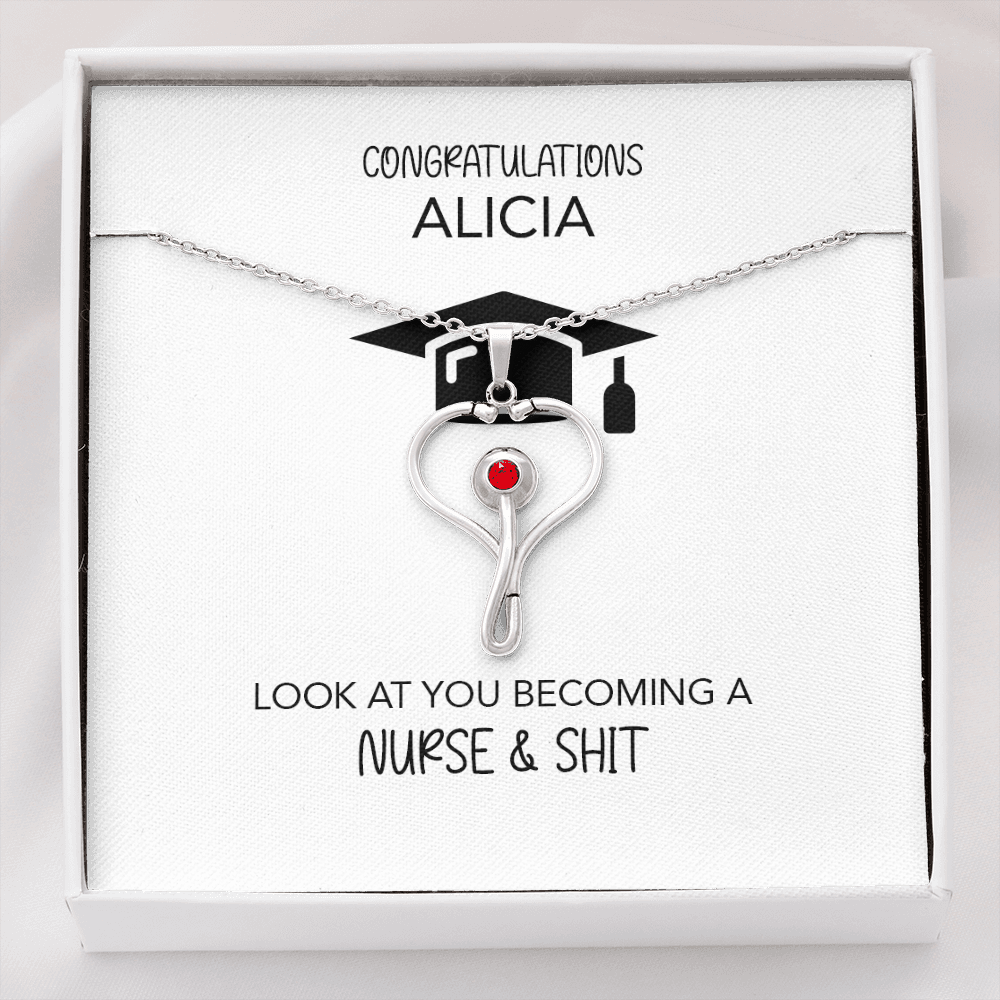 Personalized Nursing School Graduation Gift | Message Card Jewelry | White Coat Ceremony | Match Day | Nurse Degree