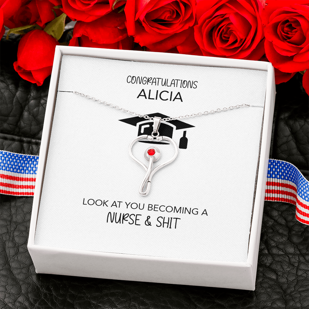 Personalized Nursing School Graduation Gift | Message Card Jewelry | White Coat Ceremony | Match Day | Nurse Degree