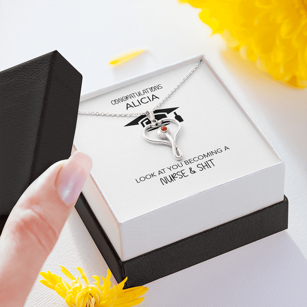 Personalized Nursing School Graduation Gift | Message Card Jewelry | White Coat Ceremony | Match Day | Nurse Degree
