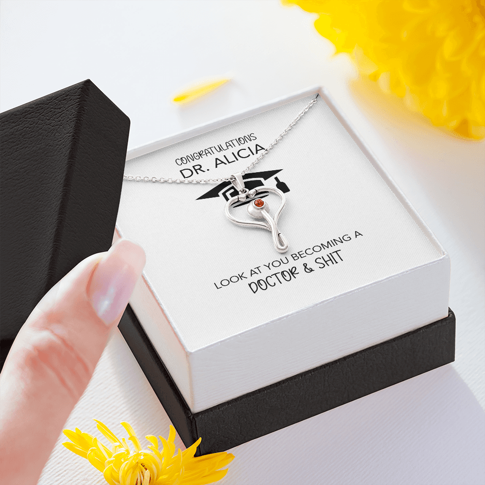 Personalized Medical School Graduation Gift | Message Card Jewelry | White Coat Ceremony | Match Day | Doctor Degree