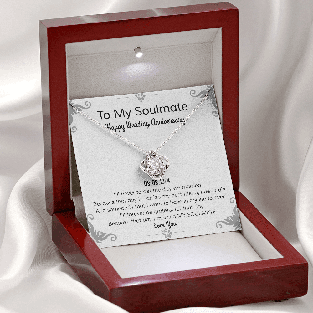 Happy Wedding Anniversary | To Soulmate | Locket Necklace | I Love You Necklace | Romantic Poem| For Girlfriend | For Wife or Partner