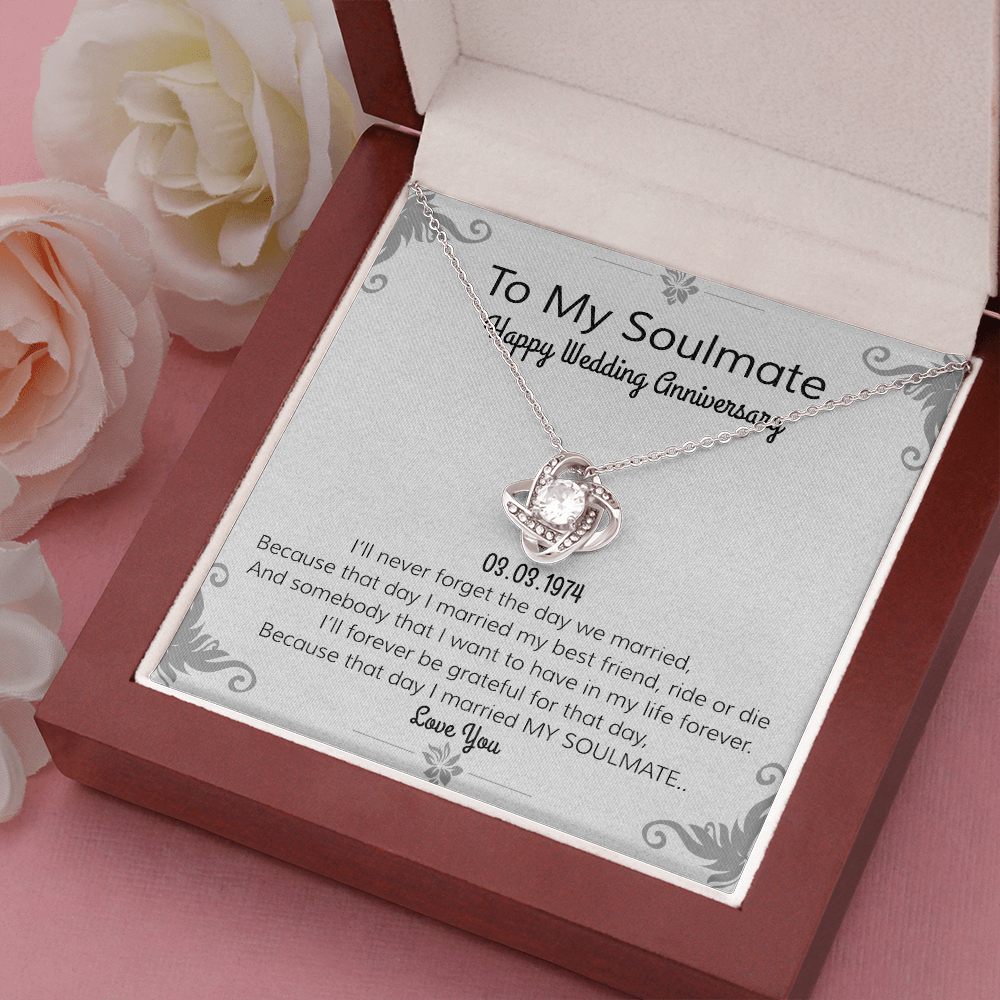 Happy Wedding Anniversary | To Soulmate | Locket Necklace | I Love You Necklace | Romantic Poem| For Girlfriend | For Wife or Partner