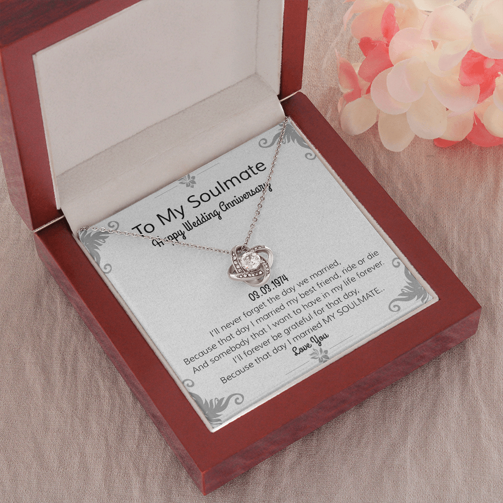 Happy Wedding Anniversary | To Soulmate | Locket Necklace | I Love You Necklace | Romantic Poem| For Girlfriend | For Wife or Partner