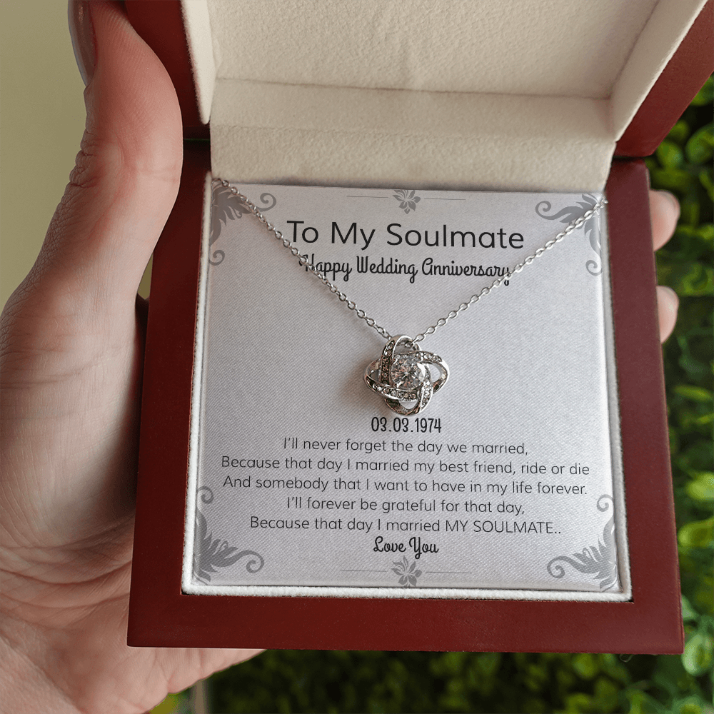 Happy Wedding Anniversary | To Soulmate | Locket Necklace | I Love You Necklace | Romantic Poem| For Girlfriend | For Wife or Partner