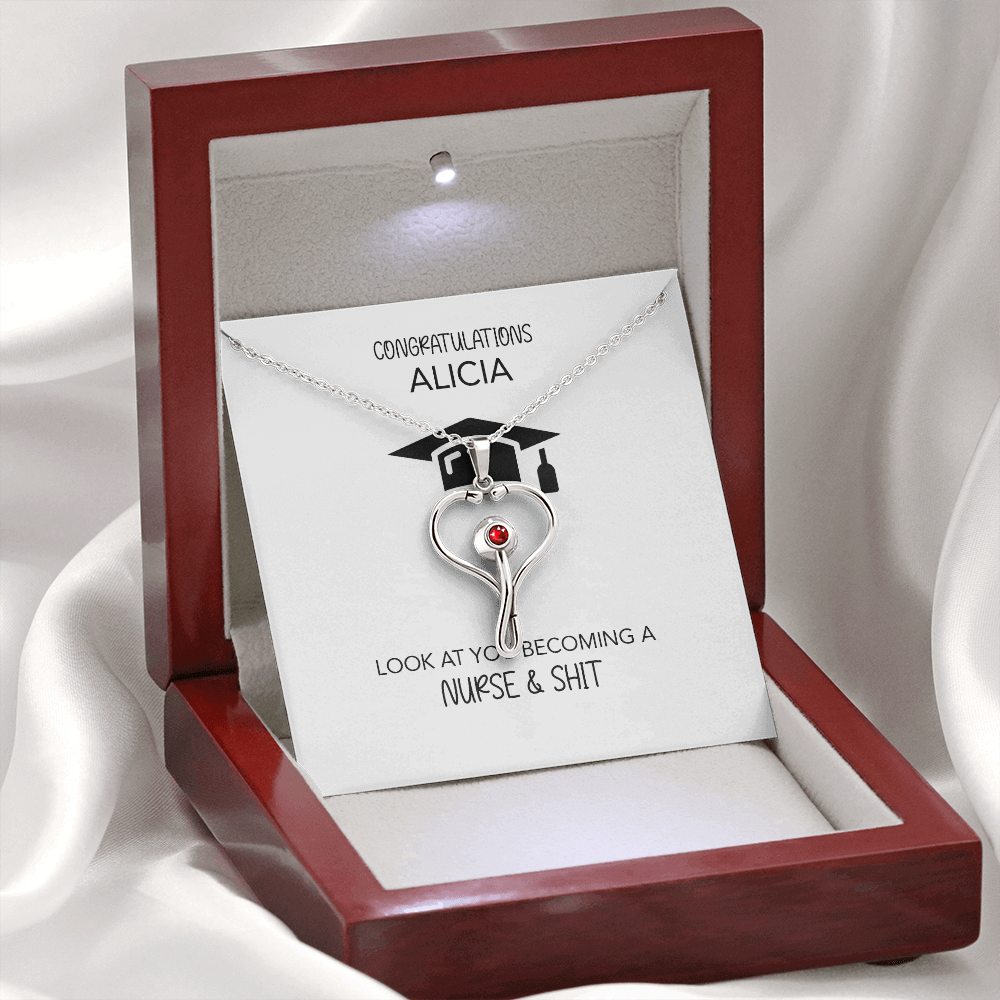 Personalized Nursing School Graduation Gift | Message Card Jewelry | White Coat Ceremony | Match Day | Nurse Degree