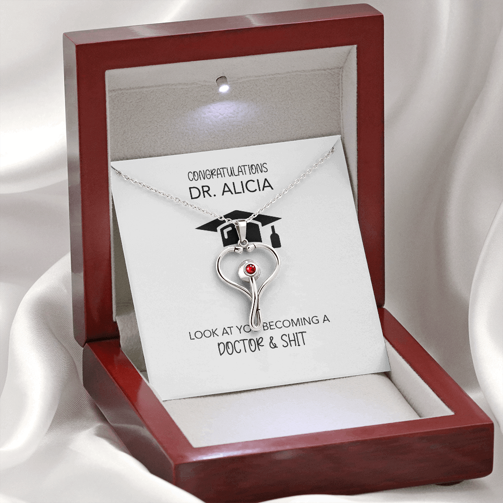 Personalized Medical School Graduation Gift | Message Card Jewelry | White Coat Ceremony | Match Day | Doctor Degree