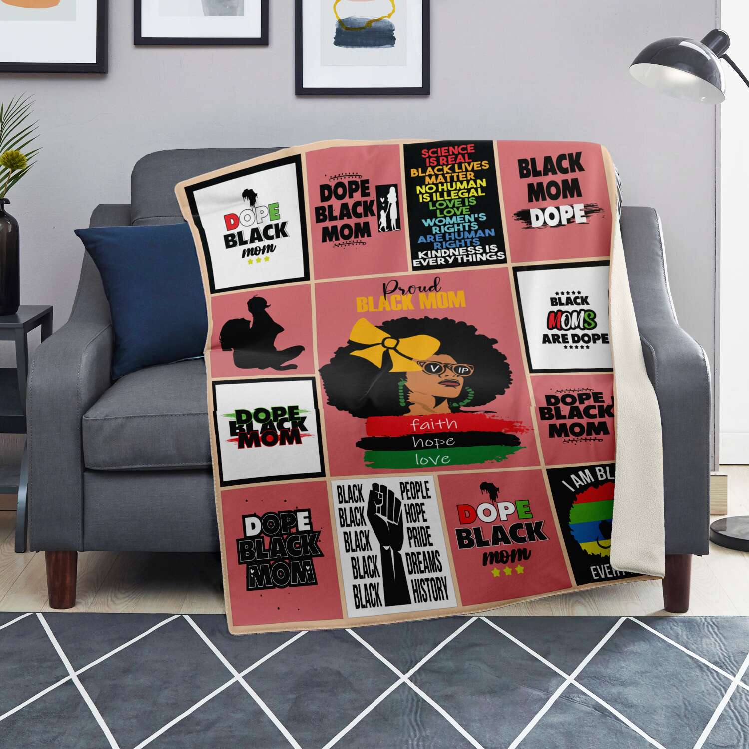 Proud Black Mom Quilt Blanket