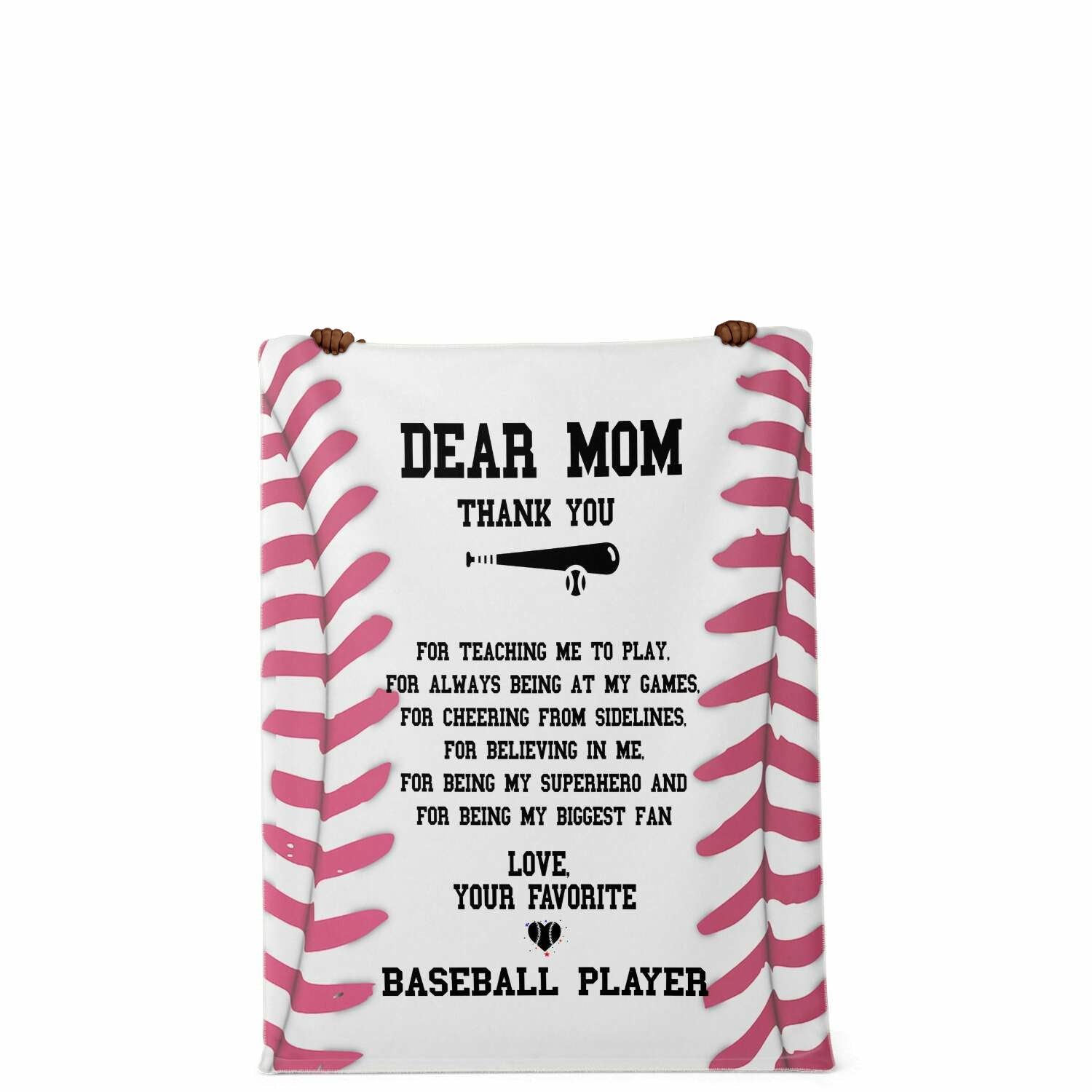 Dear Mom Baseball Blanket | Mother's Day Or Christmas Gift For Proud Baseball Mum